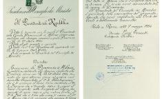 Decreto del Presidente della Repubblica di concessione di modifica dello stemma - 7 maggio 1954. Con l'atto, il presidente Luigi Einaudi autorizza la modifica dello stemma, così descritto: "(...) Nella descrizione, allo stemma di Gallarate si sostituisce quello di Legnano, "troncato. sopra di rosso al leone d'argento, sotto d'argento all'albero disseccato di rosso sopra una radura brulla (...)"