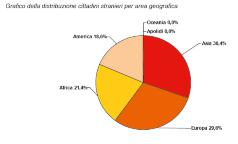 Distribuzione dei cittadini stranieri nell'area metropolitana milanese per area geografica